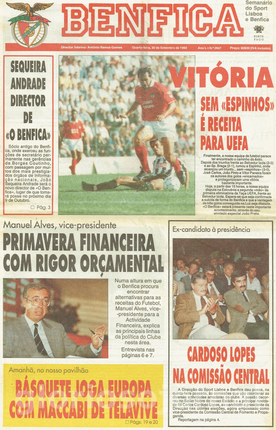 jornal o benfica 2607 1992-09-30